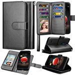 LG Aristo 2 Case, LG Aristo 3/ Risio 3/ Rebel 3 LTE/Phoenix 4/ Zone 4/ Tribute Dynasty/Fortune 2/ Rebel 4 LTE Case Wallet, Takfox PU Leather Folio Flip 9 Card Slots Holder Detachable Cover-Black