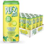 PLEZi FiZZ Carbonated Juice Drink - with Real Fruit Juice - 70% Less Sugar - Plus Vitamin C and Fiber - Low-Sugar Bubbly Beverages for Kids - Great Soda Replacement - Lemon Lime Squeeze (8.4 fl oz)