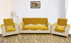 Fashion Throw FauXFur Sofa Cover, For Living Room, Sofa Slipcovers, Furniture Cover (Yellow, 5 Seater + Arm Cover)