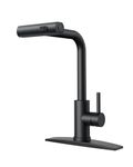 FORIOUS Kitchen Faucet, Kitchen Faucet Black with Pull Down Sprayer, Stainless Steel Kitchen Faucet 3 in 1 Function, Single Handle Kitchen Sink Faucet for Sink, Bar, Laundry, Rv, Matte Black