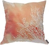 AOYEGO White Watercolor Splash Coral Throw Pillow Cover Brush Artistic Reef Elegance Doodle Orange Pillow Case 18x18 Inch Decorative Men Women Room Cushion Cover for Home Couch Bed