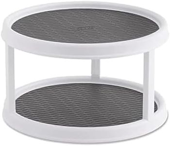 Copco Non-Skid Turntable, 2-Tier, 12-Inch, Durable & Easy Clean, White/Gray