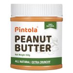 Pintola All Natural Peanut Butter EXTRA CRUNCHY 350g, 30g Vegan Protein, 100% Pure Roasted Peanuts, Non Gmo, High in Protein Spread, Gluten & Cholesterol Free, Nut Butter, Peanut Butter Unsweetened