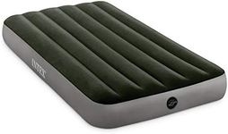 INTEX 64777E Dura-Beam Standard Prestige Air Mattress: Fiber-Tech – Twin Size – Hand-Held Battery Pump – 10in Bed Height – 300lb Weight Capacity,Green