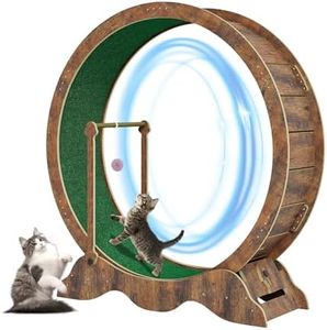 GarveeTech Katzenlaufrad 115cm für Indoor-Katzen - Laufband mit abnehmbarem Teppich, Sicherheitssperre und Spielball - Holzlaufrad für alle Katzengrößen zur Fitness & Gewichtskontrolle - C