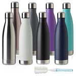 MEWAY 17oz Sport Water Bottle 8 Pack Vacuum Insulated Stainless Steel Sport Water Bottle Leak-Proof Double Wall Cola Shape Water Bottle,Keep Drinks Hot & Cold (colourful,8 Pack)