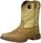 Durango Unisex Lil Big Kid Saddle Western Boot Mid Calf, Brown and Tan, 4 M US