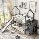 BIADNBZ Twin Over Twin Low Bunk Bed