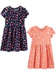 Simple Joys by Carter's Girls' Toddler 2-Pack Short-Sleeve and Sleeveless Dress Sets, Floral/Butterfly, 4T