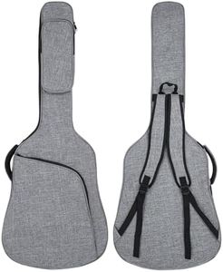 MUZTOP 39 40 41 Inch Guitar Bag Acoustic Guitar Case, Thick Padding Guitar Gig Bag with Comfortable Handle and Pockets (Grey)