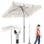 Sekey® 200 x 125cm Rectangular Parasol, Garden Parasol with Tilt Crank and Parasol Cover, Beach Umbrella for Garden Patio Beach Balcony Pool, UV 50+ Protection - Cream