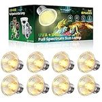 Lustaled Heat Lamp Bulb, 50W Reptile Heat Lamp, UVA UVB Reptile Light Bulbs, E26 Dimmable Full Spectrum Sun Lamp Basking Light Bulbs for Reptiles,Turtle,Lizard,Amphibians, 8Pack