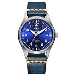 ADDIESDIVE Men's Automatic Watch Underwater 200 m Analogue Men's Watch with Leather Strap H2, blue, 75.5g, Strap.