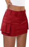 LILLUSORY Women Mini Skirt Denim Summer Jean Skort 2025 y2k Cute Clothes Going Out Club Concert Outfit Western Cowgirls Trendy Stuff Fashion Sexy Short Teen Girls Cargo Red L