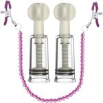 Nipple Suckers Nipple Pearl Clips, Nipple Suckers and Pearl Body Chain Stainless Steel Non Piercing Nipple Rings Decorative Clip Adult for Pleasure Toys for Women/Men Adjustable Clamps (Purple)