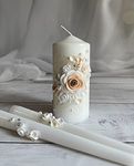 Magik Life Unity Candle Set for Wedding - Wedding dÃƒ©cor - Decorative Candles Pillar - Candle Sets - 6 Inch Pillar and 2 10 Inch Tapers - Best Unity Candle (Peach)