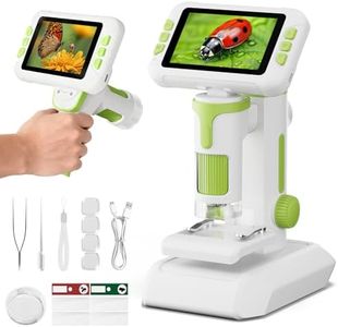 HEWEIMEI 1600X Microscope for Kids, 1080P 4.0" Digital Screen Kids Microscopes with Slides Kit, Educational Science Toys for Christmas Birthday Gifts for 3-14 Year Old Children Students
