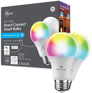 GE CYNC A19 Smart LED Light Bulbs, Color Changing Room Décor, Bluetooth and WiFi Light Bulbs, 60W Equivalent, Work with Amazon Alexa and Google Home (2 Pack)