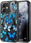 LUHOURI Enhanced Magnetic for iPhone 11 Case with Screen Protector,Compatible with M Wire, Shockproof Translucent Matte Cover - Cute Floral Design for Women - South African Butterfly