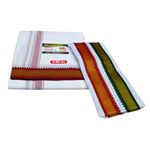 MPS COTTON COOL Popular Quaity 2.00 Mts Dhoti With 1.80 Mrs Big Angavastram Towel Set Pack of 2 Piece