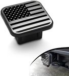 Tesnaao Pack-1 Car Trailer Hitch Plug, 2" x 2" American Flag Rubber Dustproof Waterproof Cover, Tow Hitch Square Mouth Receiver Plug Protector, Universal Hitch Stopper for Most Cars (Silver & Black)