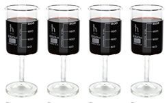 Handmade Beaker Wine Glass, Made of Lab Grade Borosilicate 3.3 Glass - 250mL Capacity, Dishwasher Safe - Pack of 4