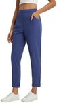 BALEAF Womens Work Pants Petite Dressy with Pockets Ankle 7/8 Business Casual Travel Golf Slacks Stretch Navy Blue L