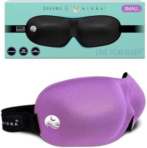 Nidra Small Medium Sleep Mask for Women & Men, Blackout Blindfold Eye Mask, Deep Rest, 3D Comfort Contoured for Side Sleepers, Lightweight & Soft, Light Blocking for Travel, Yoga, Sleeping, Purple