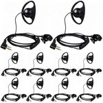 HYS D Shape Earpiece with Mic PTT Button Headset Compatible for Retevis Kenwood Baofeng UV-5R UV-82 BF-888S Wouxun Walkie Talkie (10 Pack)