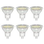 6 Pack MR11 GU4 12-24V 3W LED Bulb, Cool White 6000K, Equivalent to 30W 20W Halogen Spotlight Bulb, 300LM, GU4 Bi-Pin Base, 120°Beam Angle, Non-Dimmable, for Hallway, Living Room