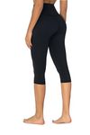 Sunzel Sunzfly Capri Leggings for Women, High Waisted Yoga Pants with Tummy Control for Workout Gym Running 17" Black Medium