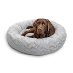 Best Friends by Sheri The Original Calming Donut Cat and Dog Bed in Lux Fur Gray Large 36x36