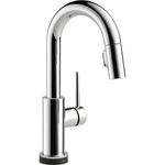 Delta Faucet Trinsic Touch Bar Faucet with Pull Down Sprayer, Chrome Bar Sink Faucet Single Hole, Wet Bar Faucets Single Hole, Prep Sink Faucet, Delta Touch2O Technology, Chrome 9959T-DST
