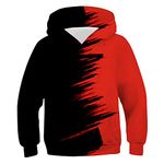 UIEIQI Teens Hooded Sweatshirt Boys Girls 3D Cool Hoody Black Red Long Sleeve Pullover for Fall Winter Size 14-16