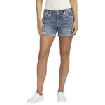 Silver Jeans Co. Women's Mid Rise Boyfriend Shorts, Medium Low Stretch, 30W