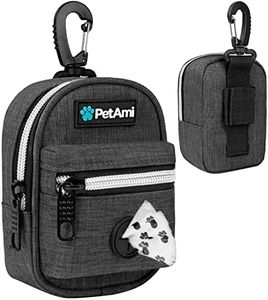 PetAmi Dog Poop Bag Holder for Leash, Dog Pet Waste Bag Dispenser For Poop With Clip, Doggy Puppy Walking Accessories Travel Camping, Dog Treat Pouch Supplies Must Have With Dog Bag Roll, Dark Gray