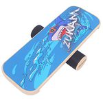 ZUKAM Balance Board Trainer, Wooden Balancing Board with Workout Guide to Exercise and Build Core Stability, Wobble Board for Skateboard, Hockey, Snowboard & Surf Training, Ship from Canada (Shark)