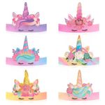 Unicorn Party Crowns - 12 Pcs Birthday Party Hat Glitter Crowns for Girls Princess Crown for Birthday Party Supplies