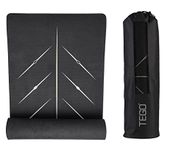 TEGO CORE Yoga Mat with GuideAlign - Extra Large, Extra 8mm thick, Comes with Yoga Mat Holder Bag 72x26 Inch-Exercise, Anti Slip, Grippy for men,women,kids… (26 x 72 Inches, Black Gold)