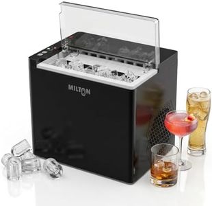 Milton Ice Maker Machine 1.5L | 9 Bullet Ice Cubes in 6–8 Mins | 12Kg/24Hrs | 2 Size ice cubes | Portable Countertop Ice Maker for Home, Kitchen, Office & Parties | Black (1 year warranty)