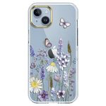 luolnh Compatible with iPhone 13 Case with Flower,for Girly Women,Shockproof Clear Floral Pattern Hard Back Cover for iPhone 13 6.1 inch 2021(Blue Purple wildflower)