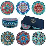 Totally Turkish – Patterned Drink Coasters Set of 6 – Giftable Design Drinks Mat Set – Non-Scratch Top & Non-Slip Cork Base (Bodrum)