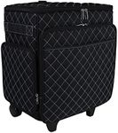 Everything Mary Rolling Craft Bag, Black & Blue Quilted - Papercraft Tote with Wheels for Scrapbook & Art Storage - Organizer Case for IRIS Boxes, Supplies & Accessories - for Teachers & Medical