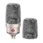 Geekria for Creators Furry Windscreen Compatible with Sennheiser MK 4, MK 8, TLM 107 Mic DeadCat Wind Cover Muff, Windbuster, Windjammer, Fluff Cover Windshield (Grey / 2 Pack)