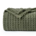 David's Home Checkered Fleece Waffle Blanket Queen Size,Plush Fluffy 3D Jacquard Sherpa Throw,Cozy Soft Thick Lightweight for All Season,Fuzzy Aesthetic Room Decor for Couch Sofa Bed，Dark Olive