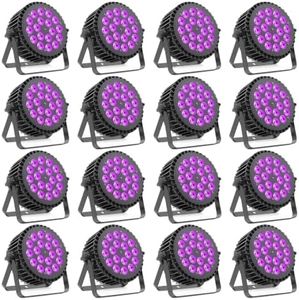 HOLDLAMP RGBWA+UV LED Stage Lights, 12x18W 6in1 Par Wash Lights with DMX512 Control, Sound Activated DJ Uplighting for Church, Wedding, Stage Performance, Live Show and Events(16 Pack)