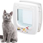 Ferplast Swing 7 Magnetic Cat Flap for Dogs and Cats - Magnetic Collar Tag - 4 Closing Modes - Wind-Stopper System - Closing Shock Absorber - Magnetic Anti-Oscillation - Direction Indicator - White