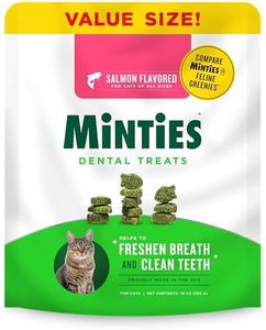 Minties Dental Treats for Cats, Salmon Flavored Treats for Cats, Freshens Breath and Controls Tartar, 10oz