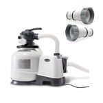 Intex 2800 GPH Above Ground Pool Sand Filter Pump Bundled with Threaded Hose Adapter (Pair)