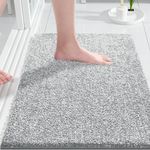 Yimobra Bathroom Rugs Mat, Extra Soft Comfortable Bath Rugs, Non-Slip, Water Absorbent and Thick Bathroom Floor Mats, Machine Washine, Shaggy Rugs for Shower Bathtubs, 24" x 17", Grey&White